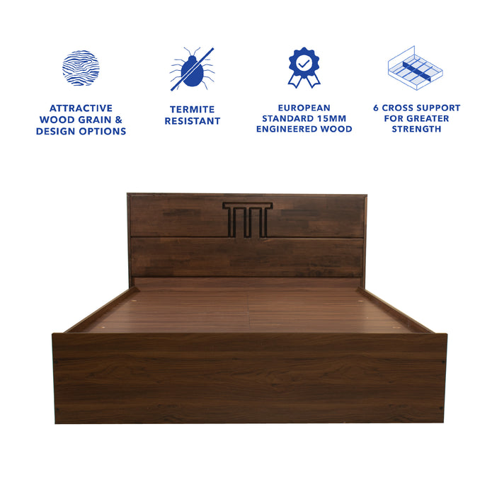 Styx Queen Bed – Solid Wood Headboard with Box Storage