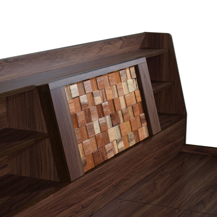 Timber Queen Bed – Walnut Finish with Box Storage