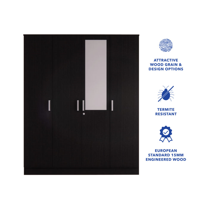 Julian 4-Door Engineered Wood Wardrobe with Mirror