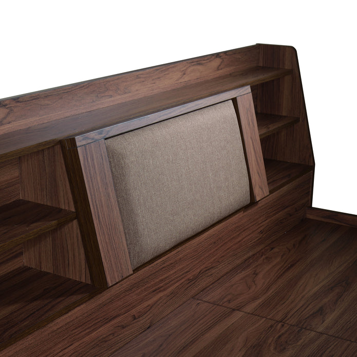 Lavish Queen Bed Walnut Base With Box Storage (Non-Woveen)