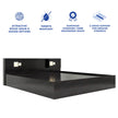Kumiko Bed with Non-Woven Box Storage – Engineered Wood, Walnut Finish
