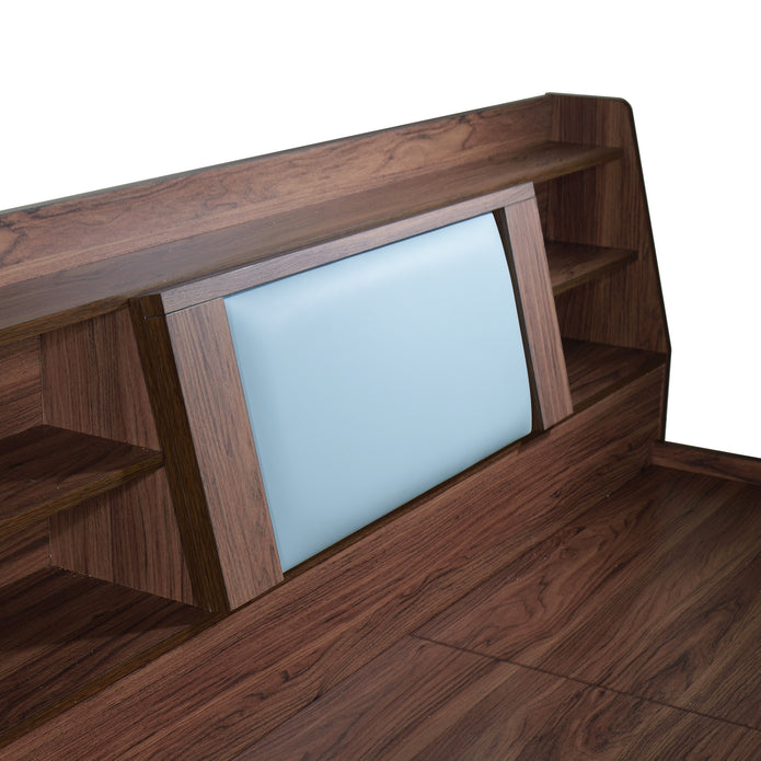 Lavish Queen Bed Walnut Base With Box Storage (Non-Woveen)