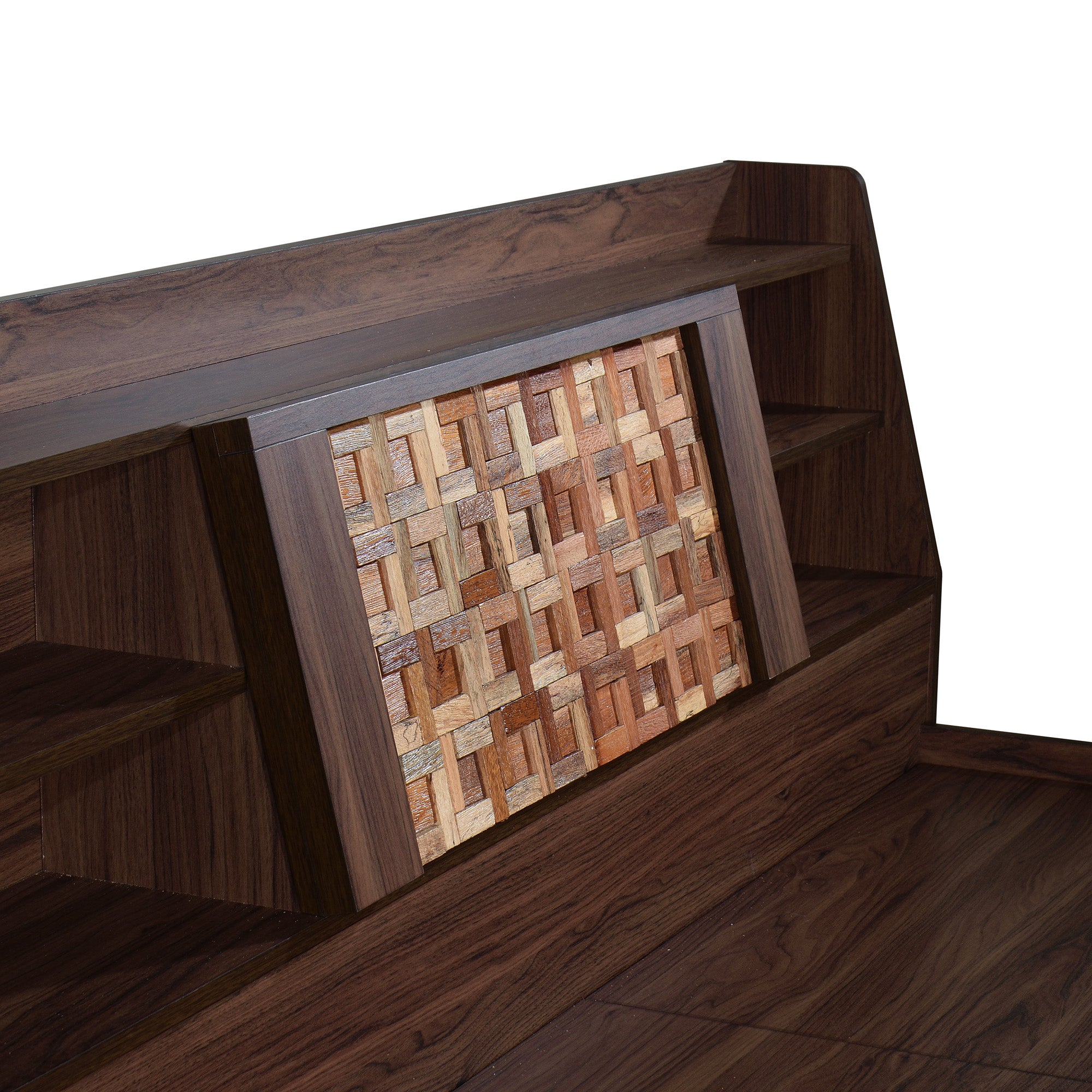 Timber Queen Bed – Walnut Finish with Box Storage