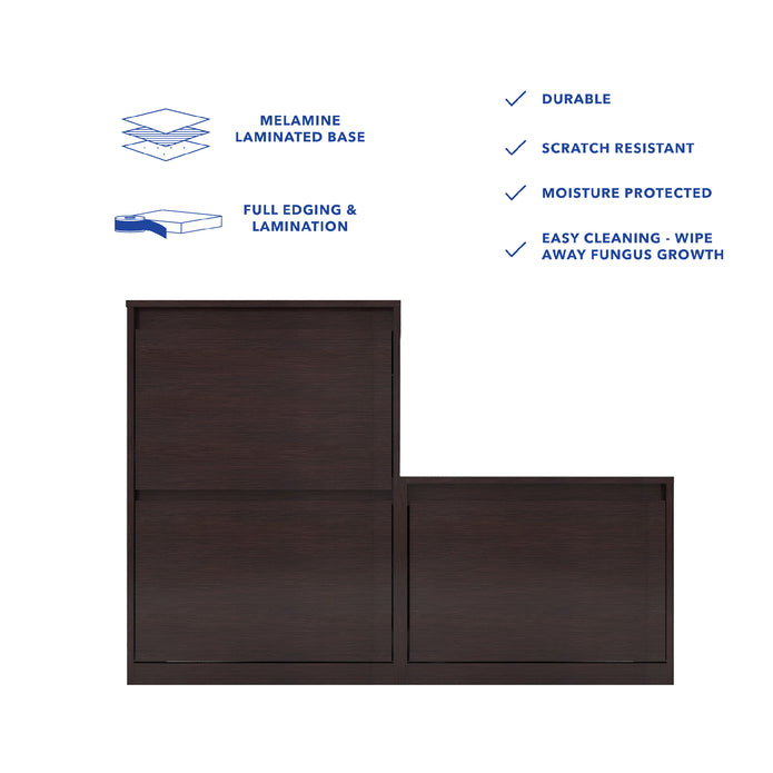 حامل أحذية خشبي من كاميا - لون الجوز الكولومبي مع خزانة تخزين