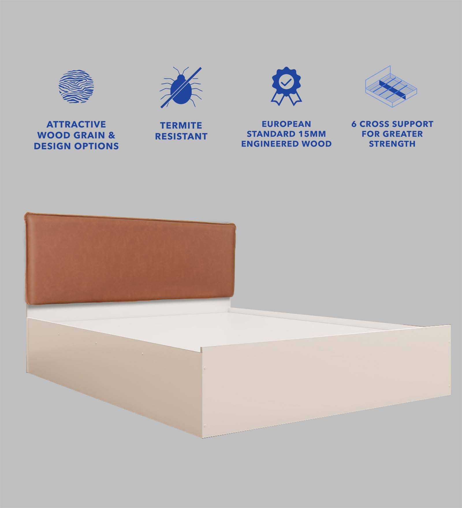 سرير ناما كوين - تنجيد جلدي صناعي مع صندوق تخزين