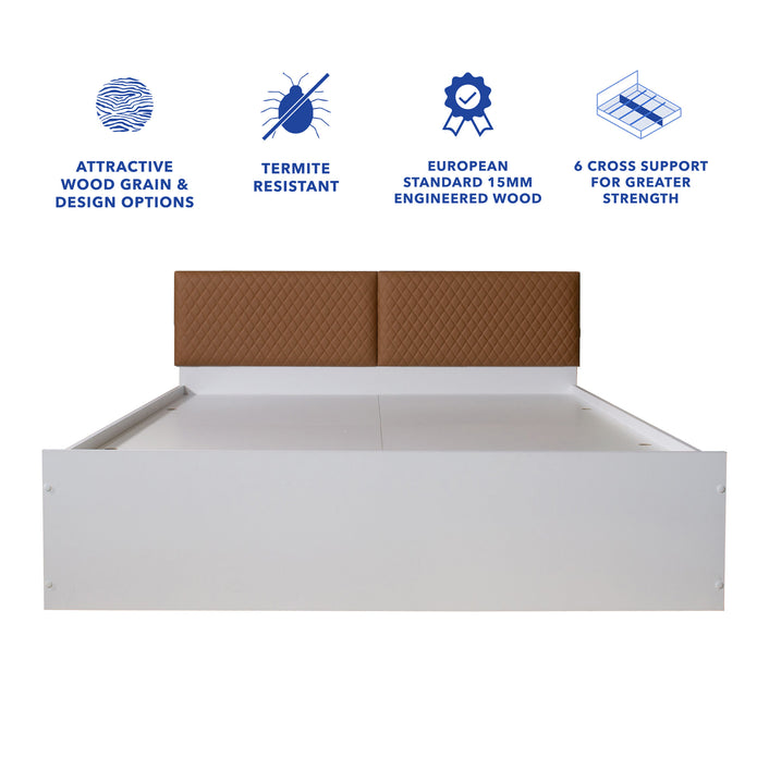 Lush Deluxe Queen Bed White Base With Box Storage (Non-Woveen)