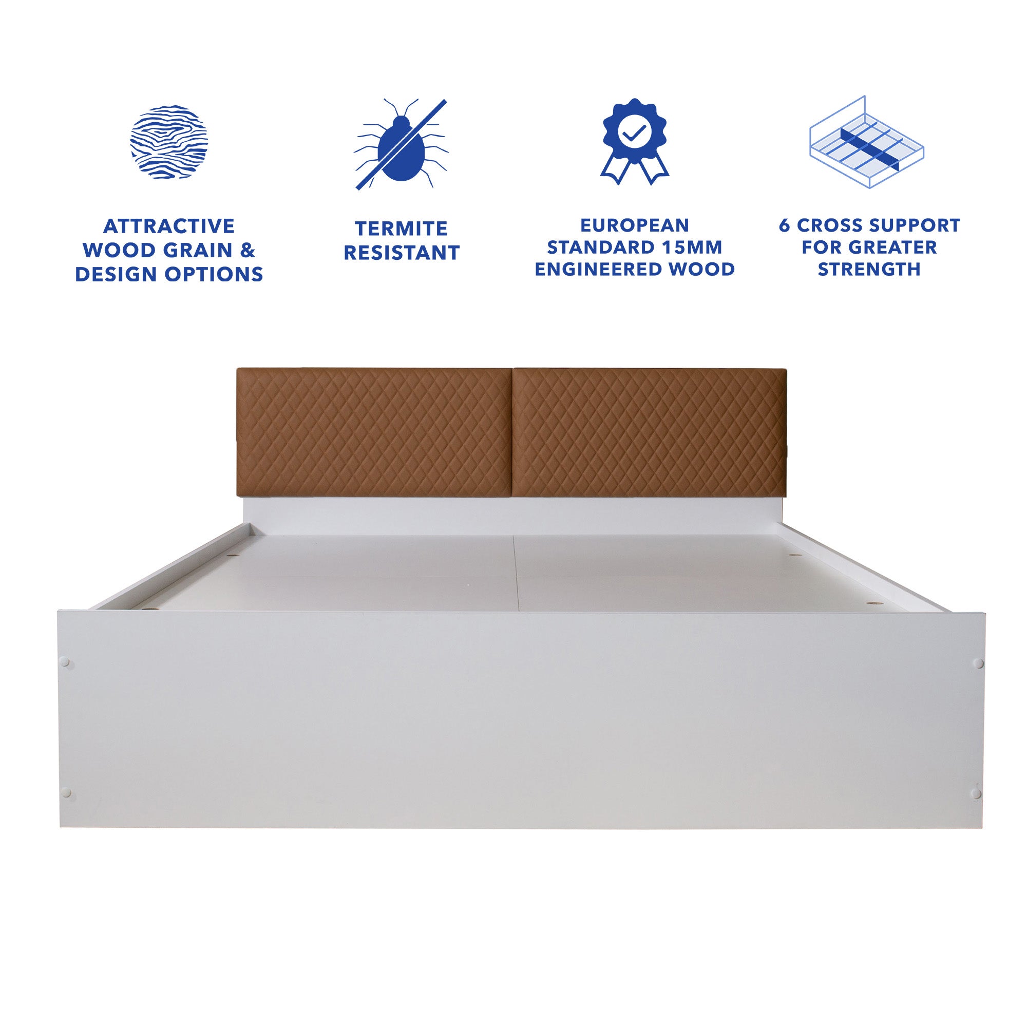 Lush Deluxe Queen Bed White Base With Box Storage (Non-Woveen)