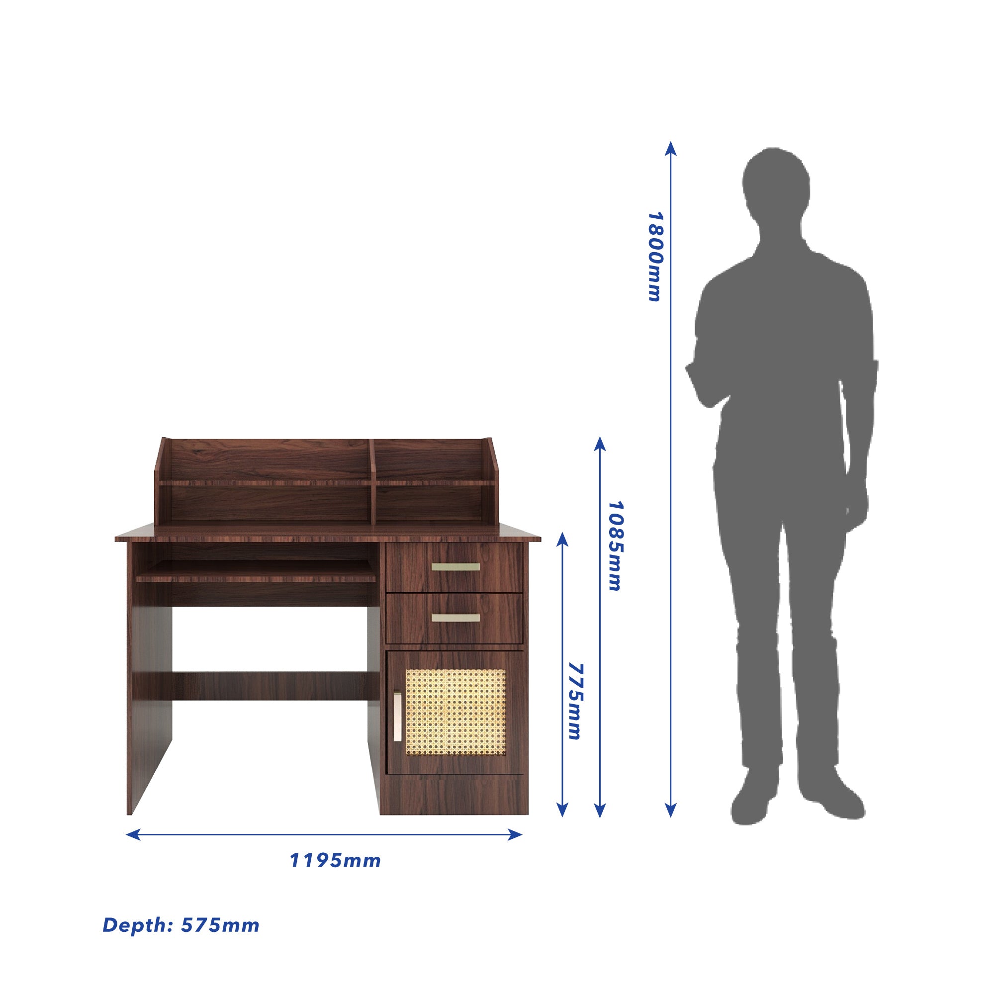 طاولة دراسة من خشب شامون الهندسي مع الروطان