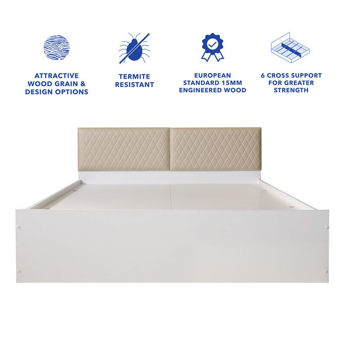 Lush Deluxe Queen Bed White Base With Box Storage (Non-Woveen)
