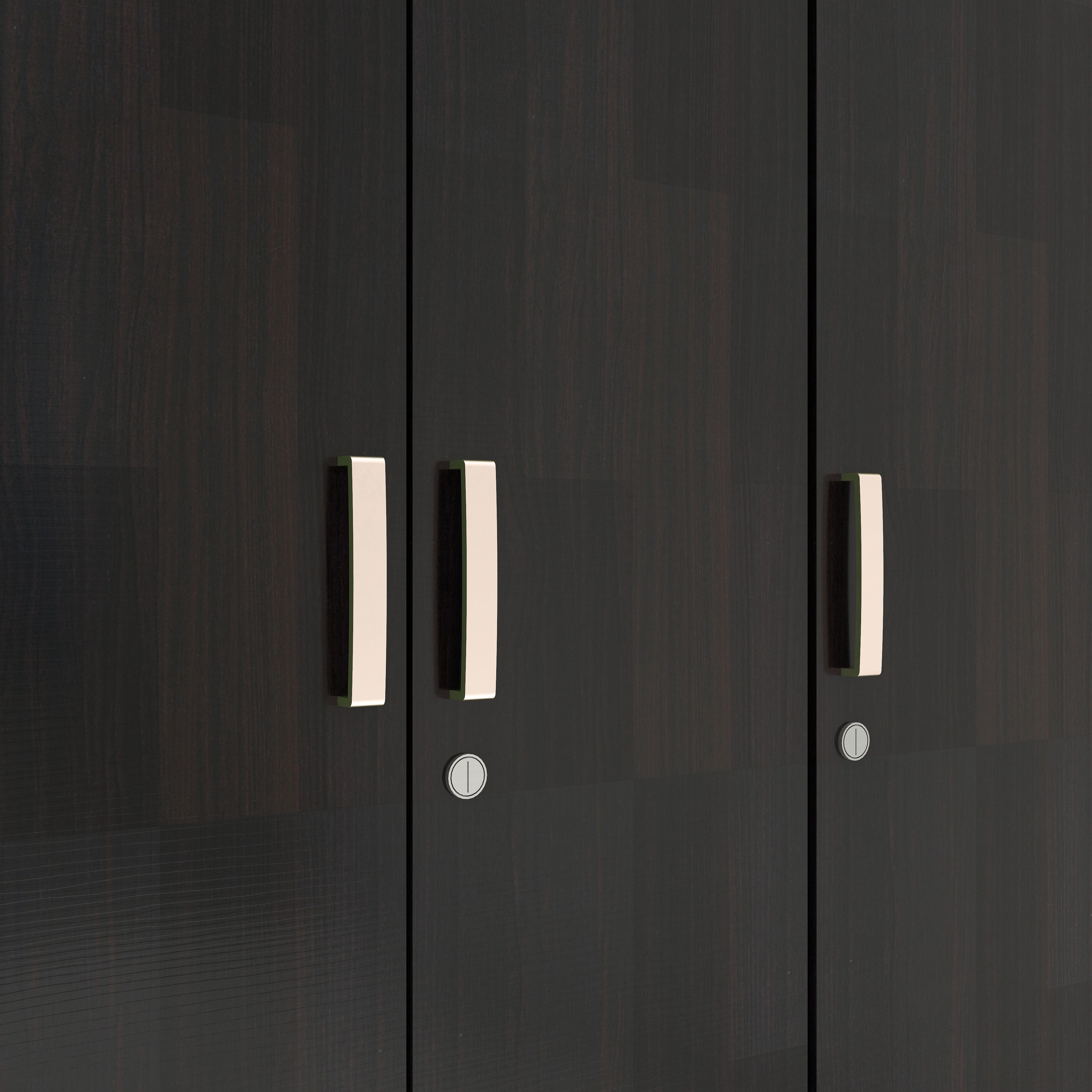 خزانة ملابس كينزو الخشبية الهندسية بثلاثة أبواب - غرفة نوم عصرية مع أرفف