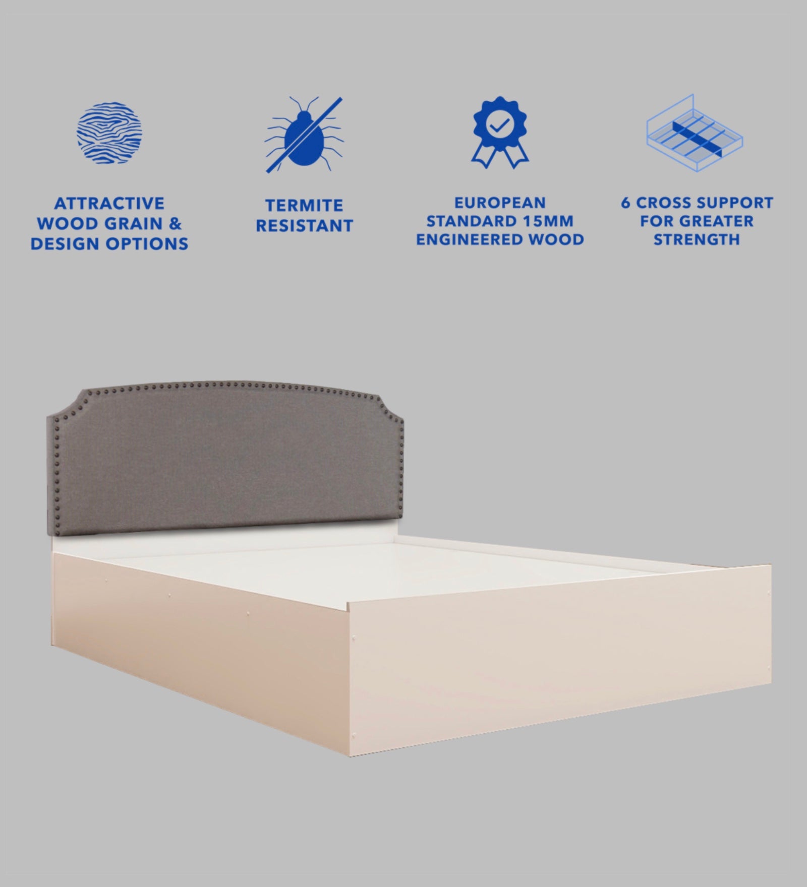 Pingala Queen Bed – Leatherette Upholstery with Box Storage