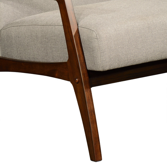 أريكة دايسوكي الخشبية بمقعد واحد - تنجيد قماشي بيج