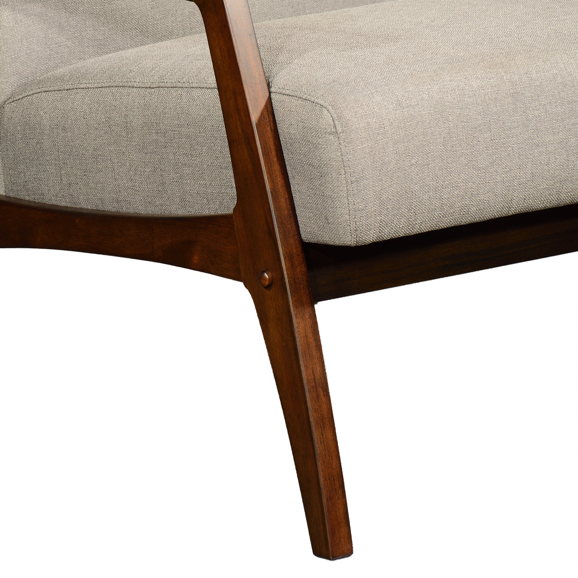 أريكة دايسوكي الخشبية بمقعد واحد - تنجيد قماشي بيج