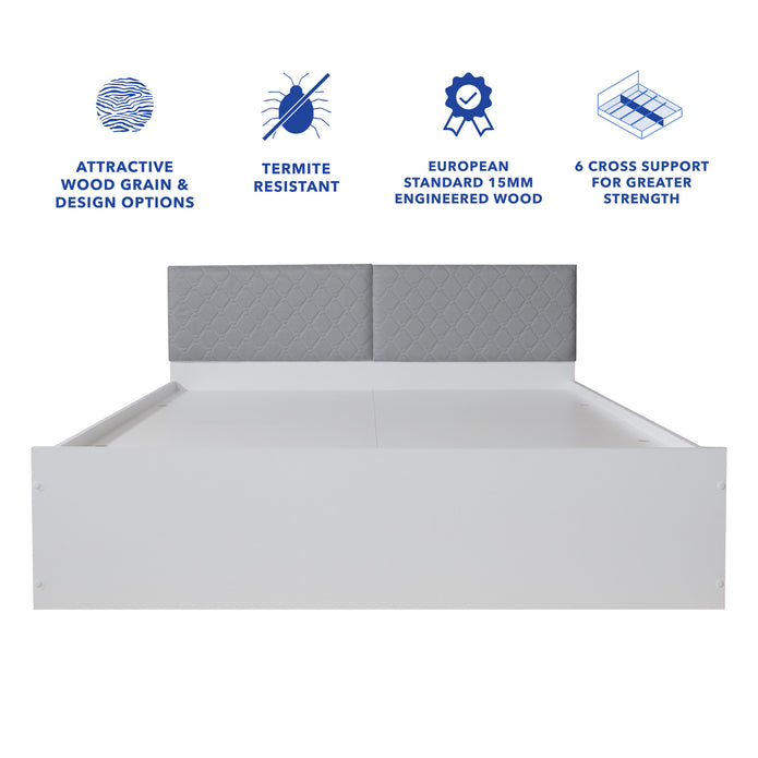 Lush Deluxe Queen Bed White Base With Box Storage (Non-Woveen)