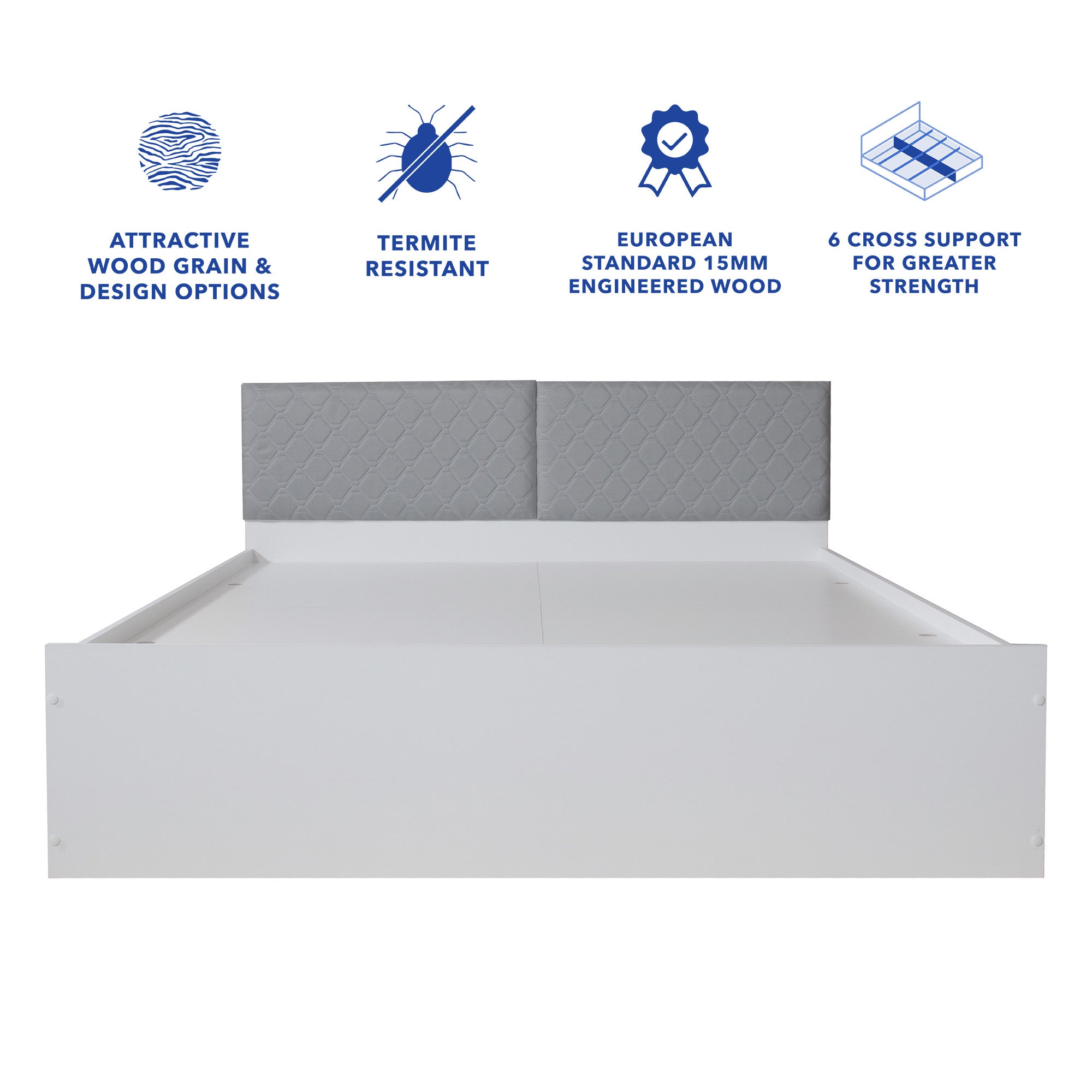 Lush Deluxe Queen Bed White Base With Box Storage (Non-Woveen)