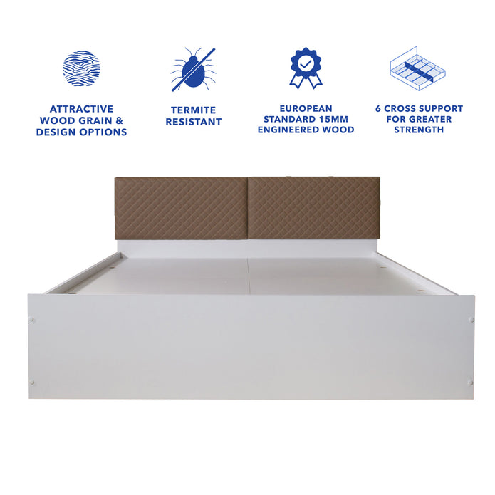 Lush Deluxe Queen Bed White Base With Box Storage (Non-Woveen)