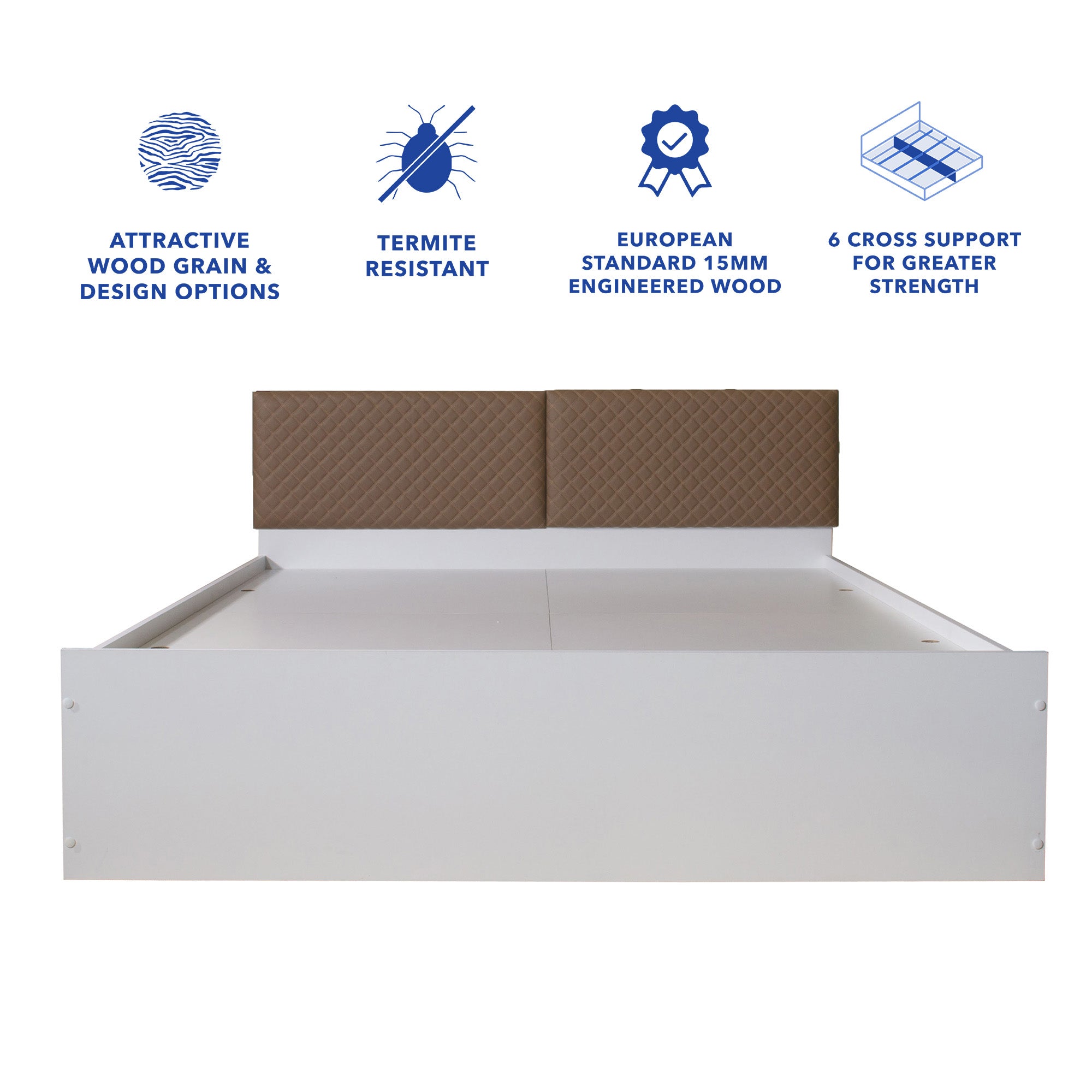 Lush Deluxe Queen Bed White Base With Box Storage (Non-Woveen)