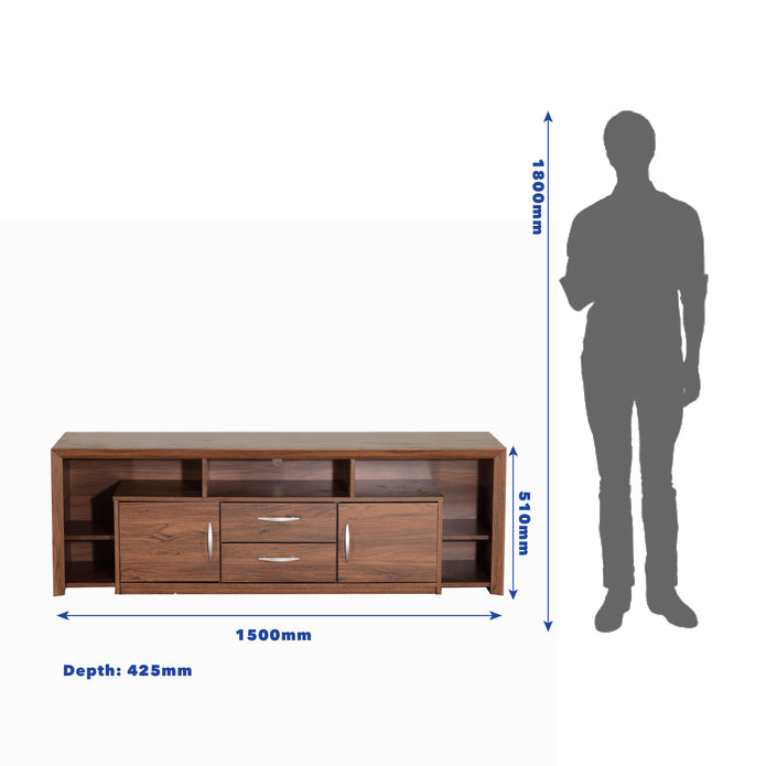 Yuko Wooden TV Unit with 2 Drawers – Columbia Walnut Finish