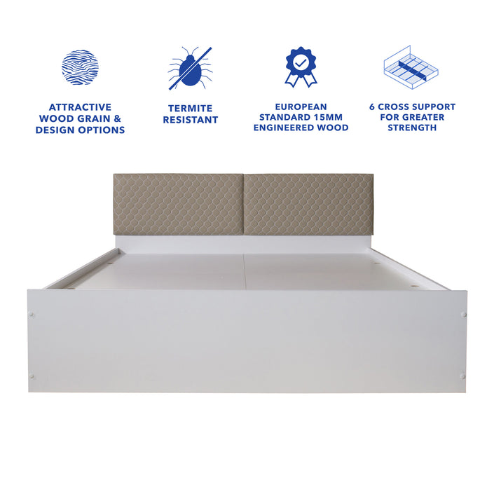 Lush Deluxe Queen Bed White Base With Box Storage (Non-Woveen)