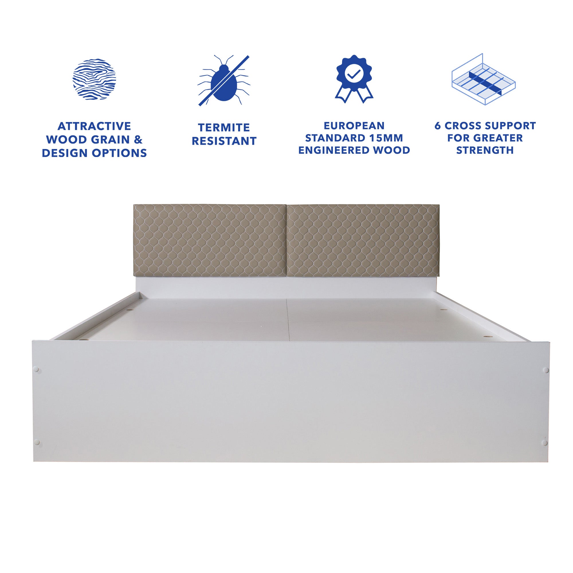 Lush Deluxe Queen Bed White Base With Box Storage (Non-Woveen)