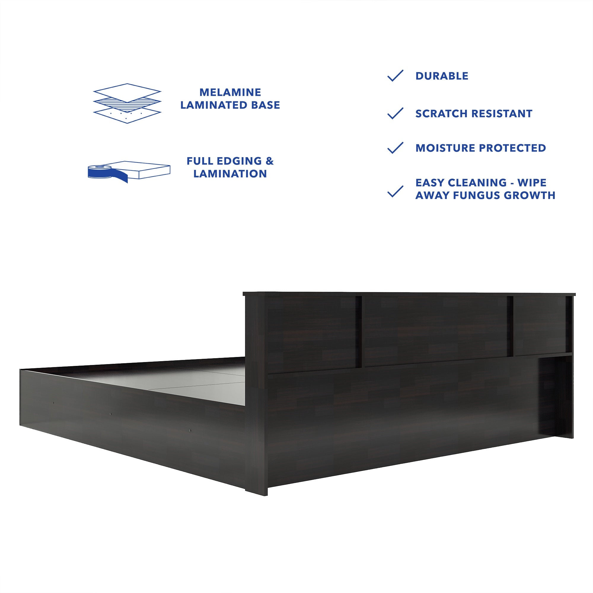 Vida Bed – Headboard & Box Storage with Non-Woven Base