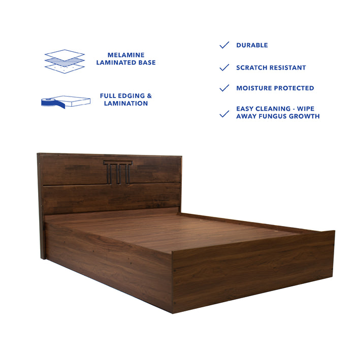Styx Queen Bed – Solid Wood Headboard with Box Storage
