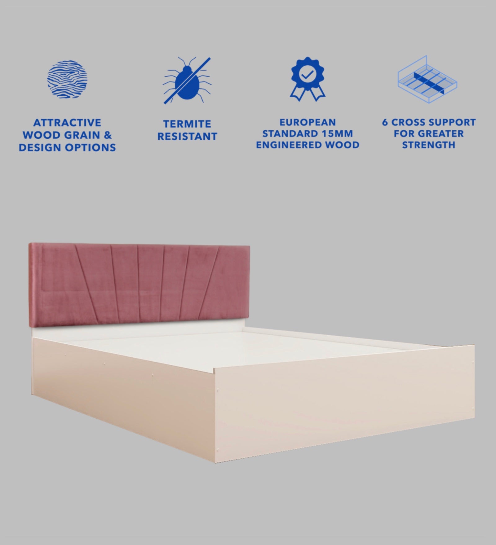 سرير فيفيكا كوين - مُنجّد بالجلد الصناعي مع صندوق تخزين