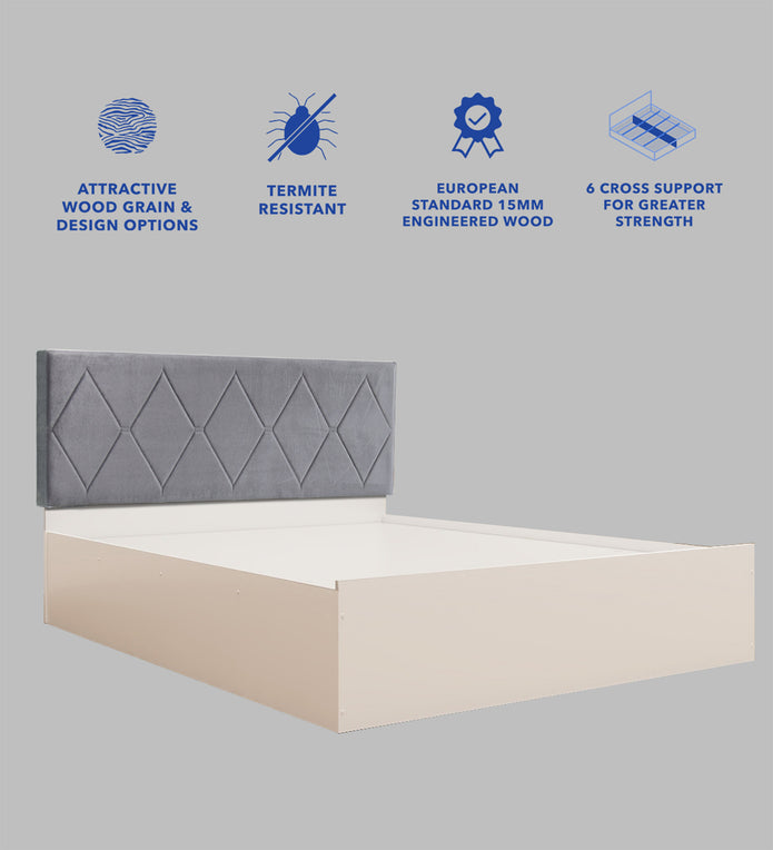 Kundalini Queen Bed – Leatherette Upholstered Bed with Box Storage