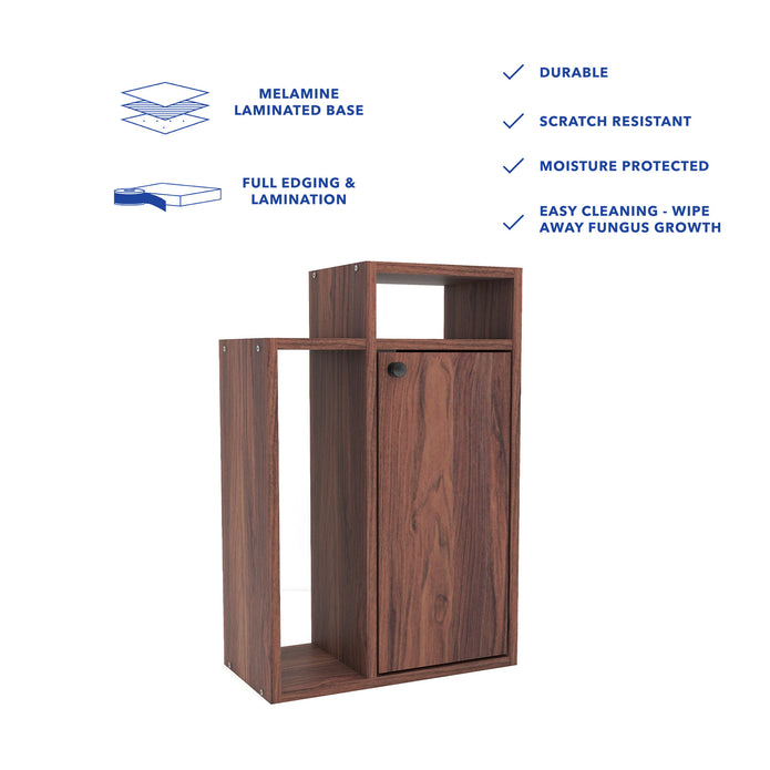 طاولة سرير أكاري - طاولة جانبية خشبية مع درج تخزين