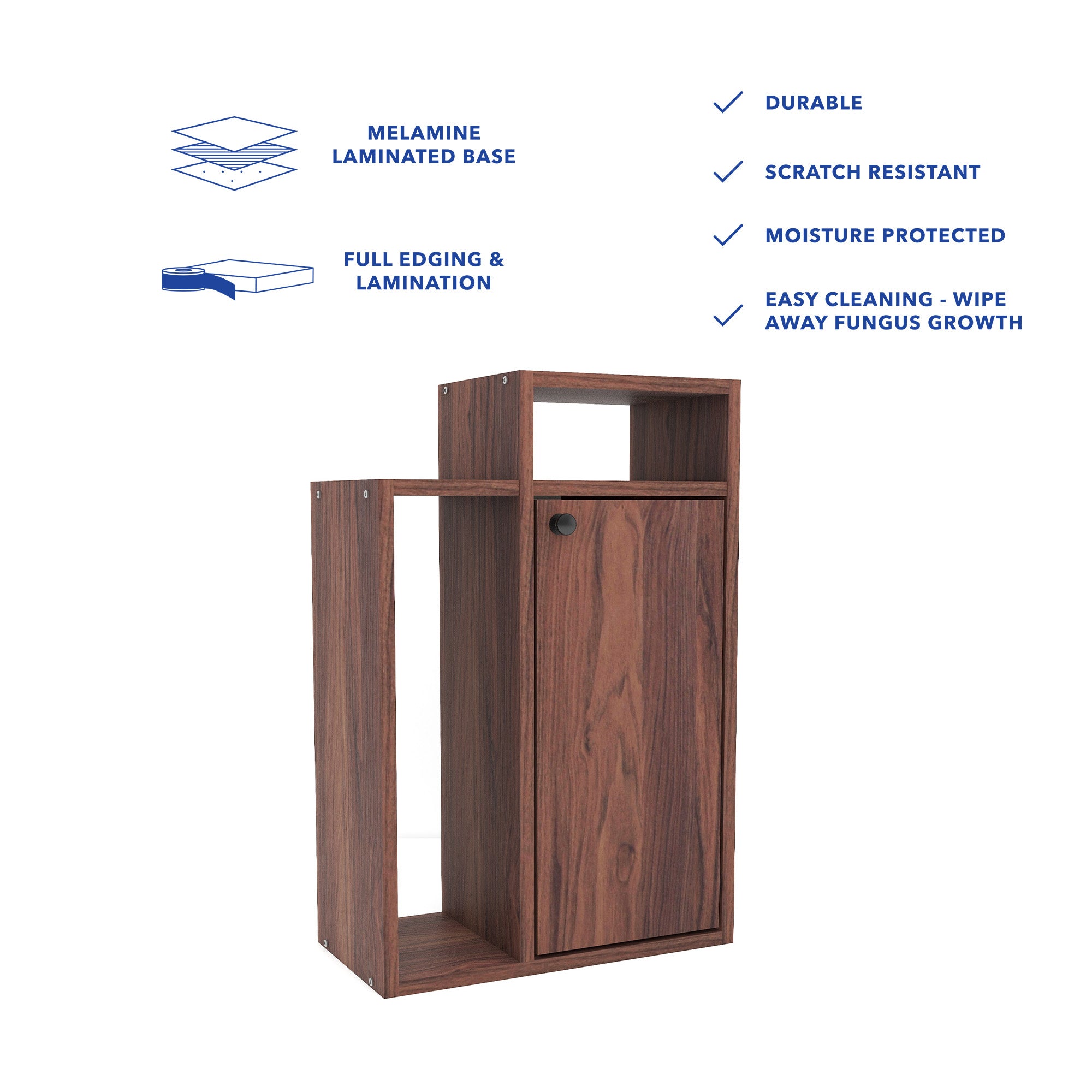 طاولة سرير أكاري - طاولة جانبية خشبية مع درج تخزين