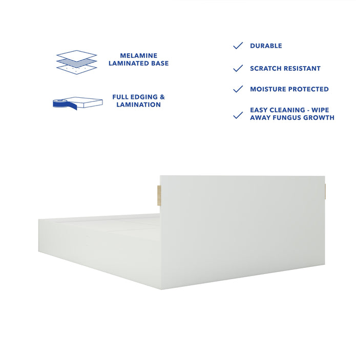 سرير جوبن مع صندوق تخزين غير منسوج - خشب هندسي، لمسة نهائية من خشب الجوز