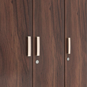 Kenzou 3-Door Engineered Wood Wardrobe – Modern Bedroom Almirah with Shelves