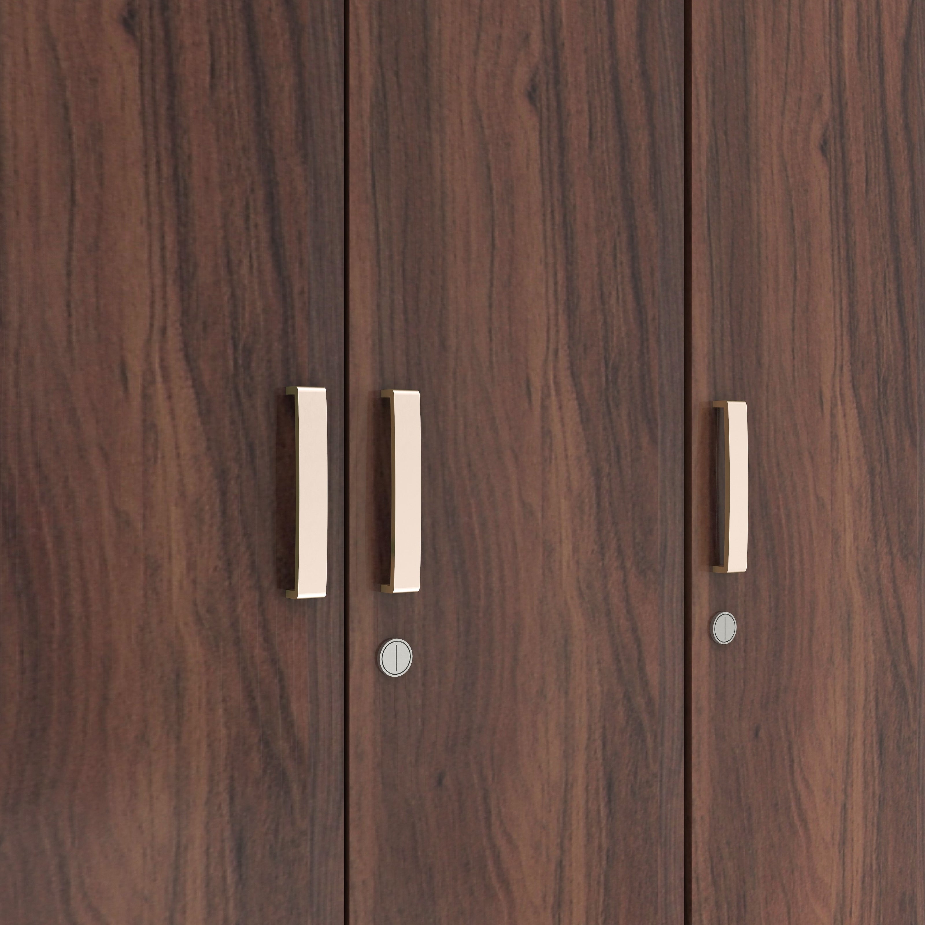 خزانة ملابس كينزو الخشبية الهندسية بثلاثة أبواب - غرفة نوم عصرية مع أرفف