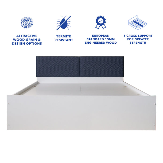 Lush Deluxe Queen Bed White Base With Box Storage (Non-Woveen)