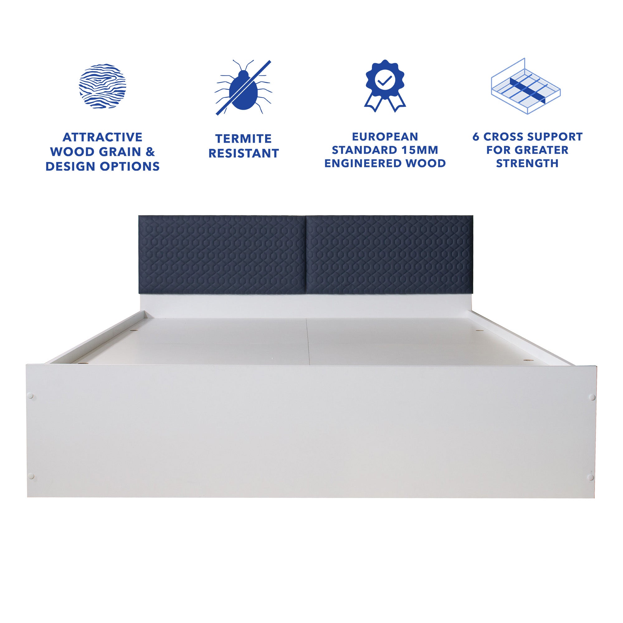 Lush Deluxe Queen Bed White Base With Box Storage (Non-Woveen)