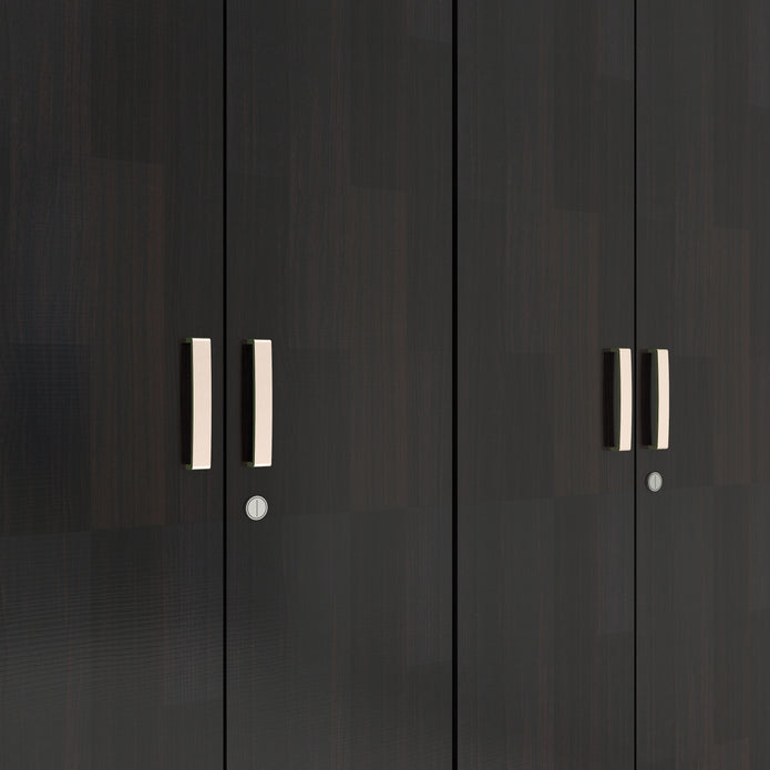 Kenzou 4-Door Engineered Wood Wardrobe – Large Almirah with Hanging Rod & Shelves