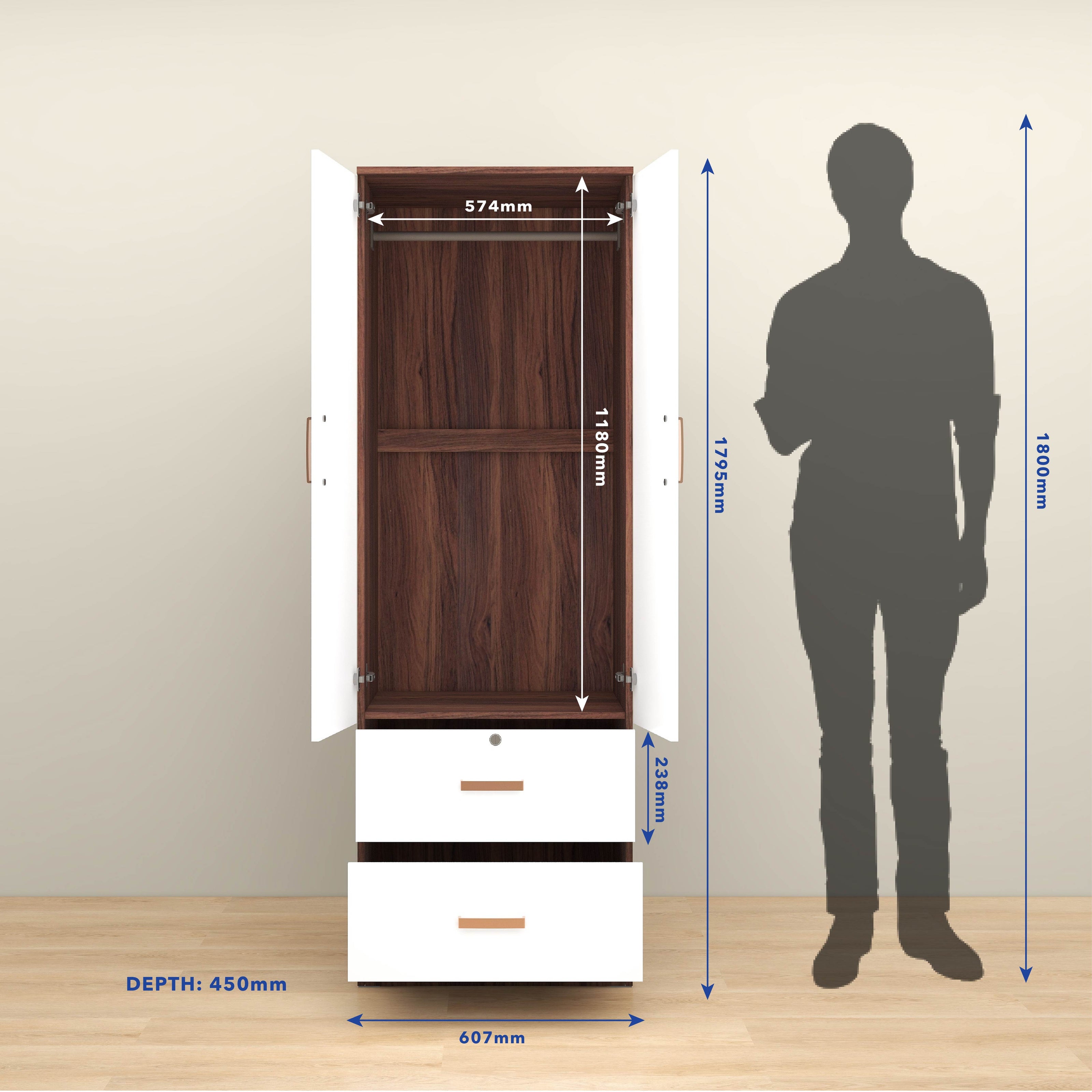 خزانة ملابس خشبية ببابين من رين – غرفة نوم مدمجة الميرة