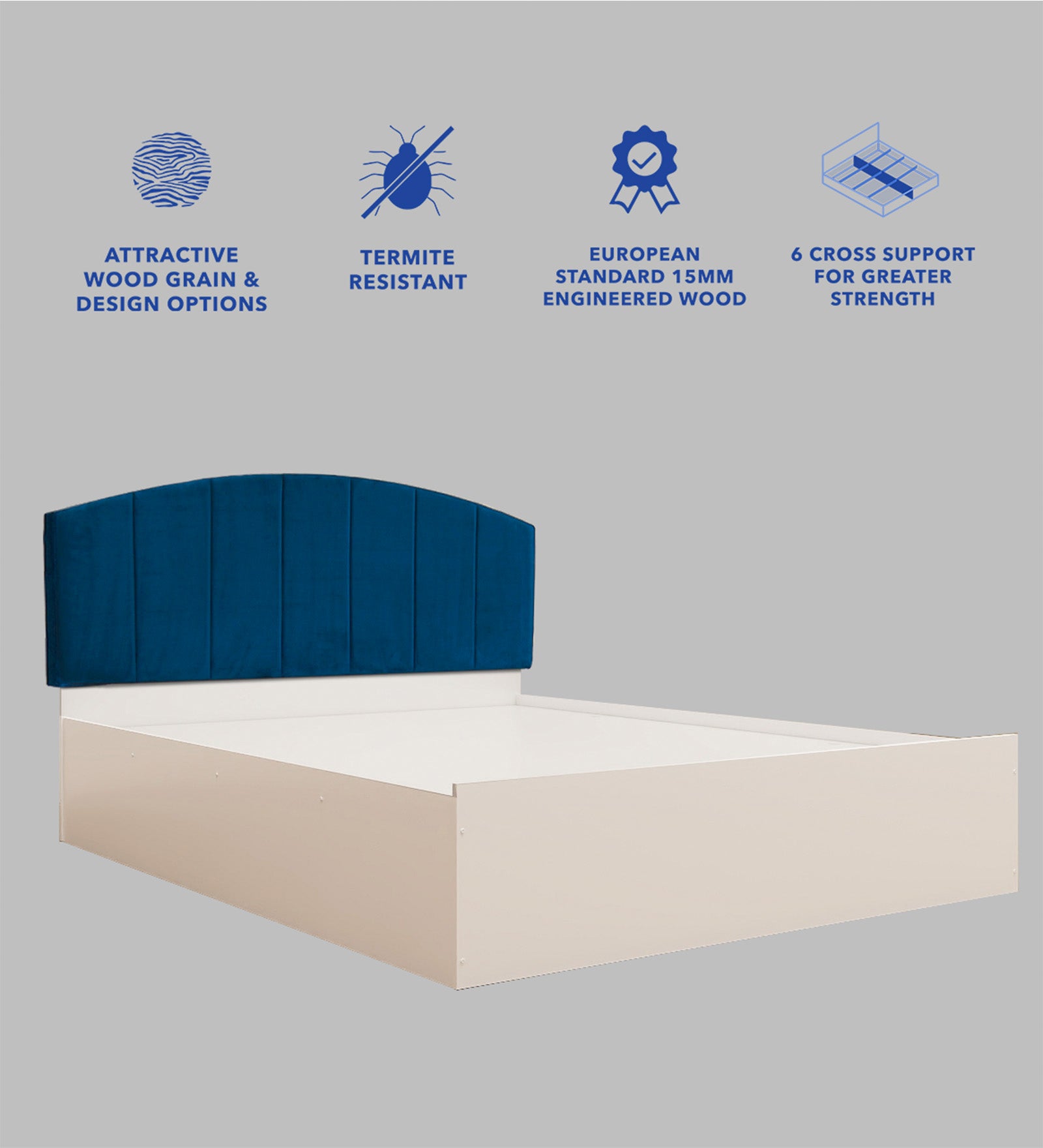 Satya Queen Bed – Leatherette Upholstered with Box Storage