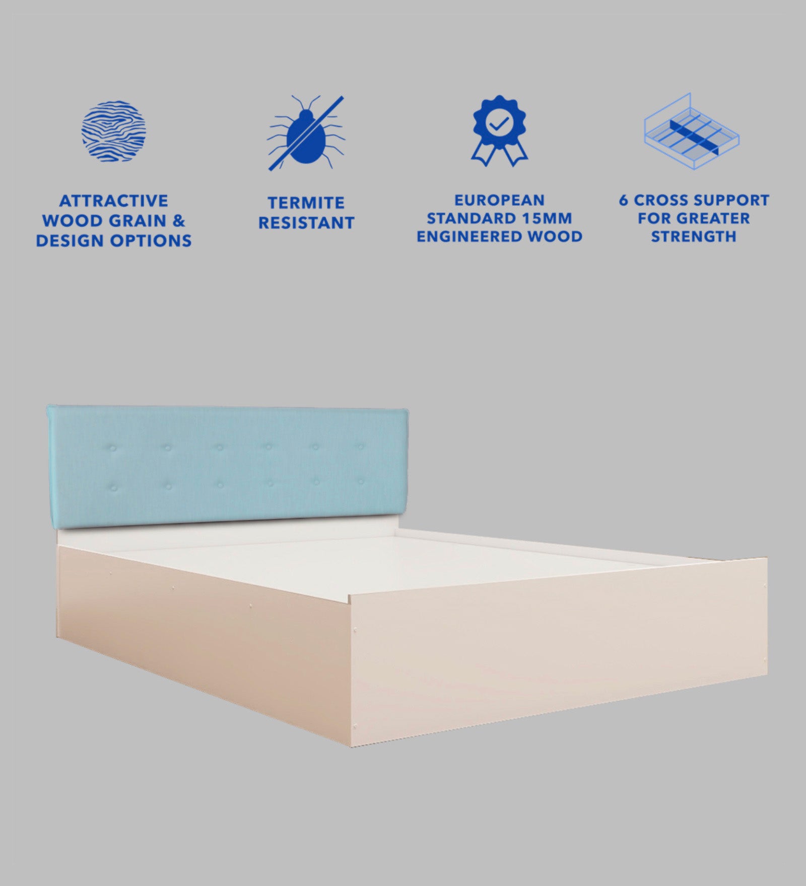 سرير فيراباد كوين - سرير منجد من الجلد الصناعي مع صندوق تخزين