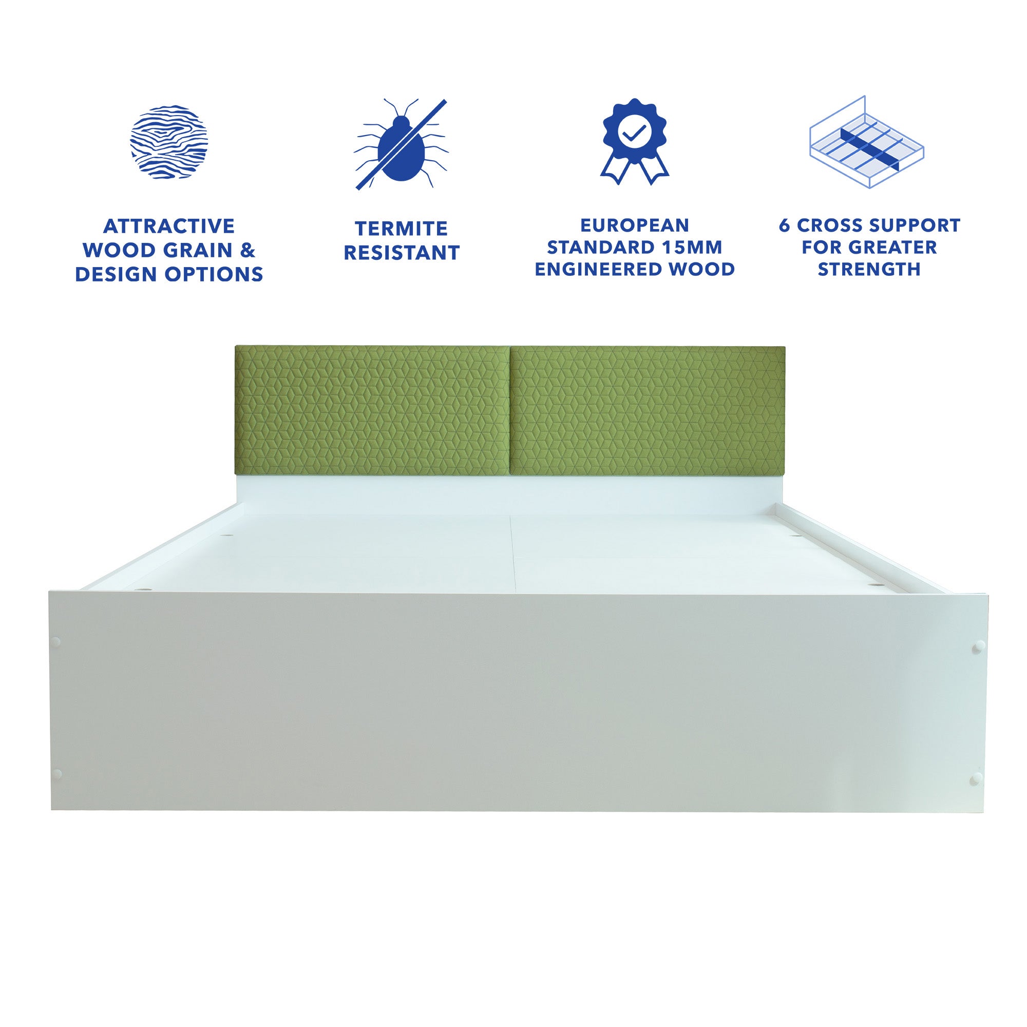 Lush Deluxe Queen Bed White Base With Box Storage (Non-Woveen)
