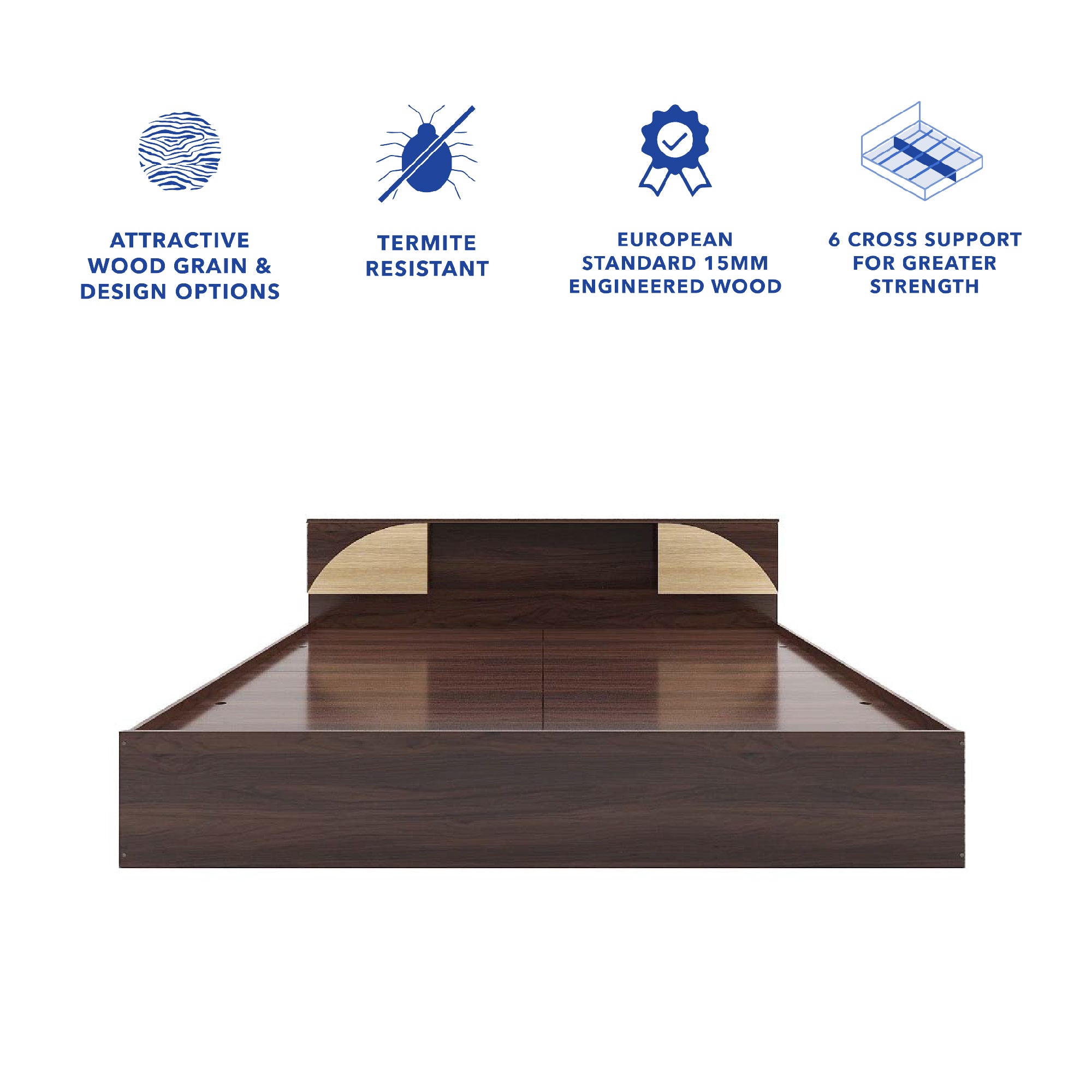 Vida Bed – Headboard & Box Storage with Non-Woven Base