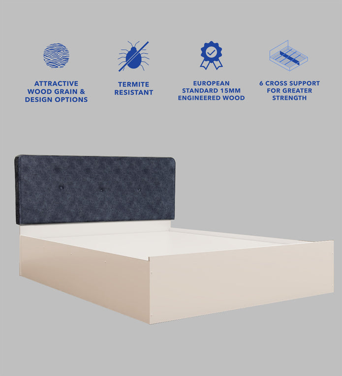 سرير جابا كوين - سرير منجد من الجلد الصناعي مع صندوق تخزين