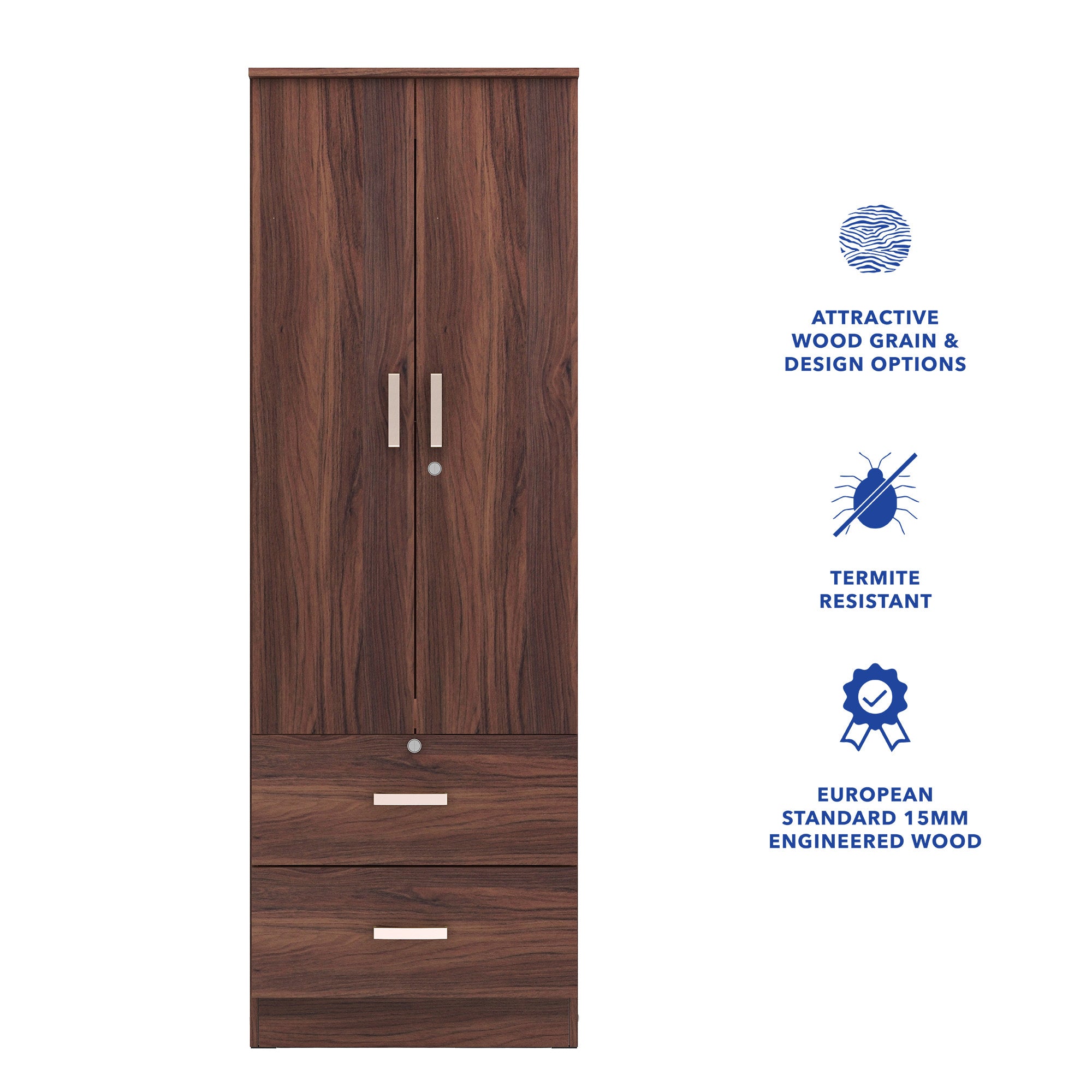 خزانة ملابس خشبية ببابين من رين – غرفة نوم مدمجة الميرة