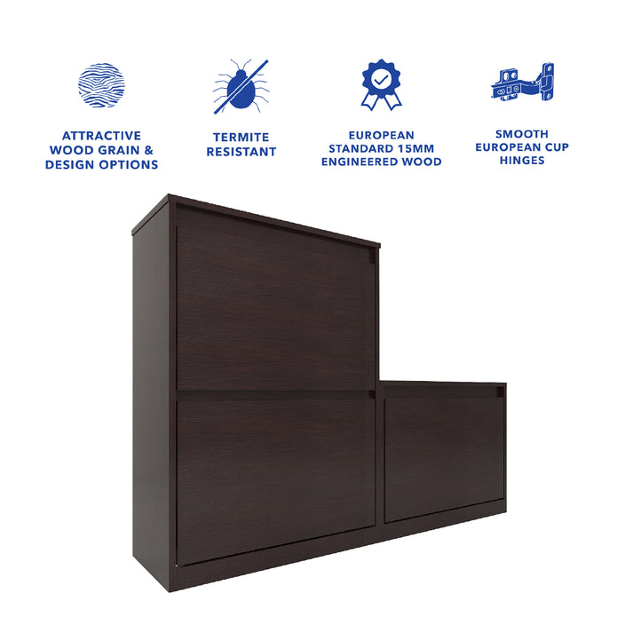 حامل أحذية خشبي من كاميا - لون الجوز الكولومبي مع خزانة تخزين