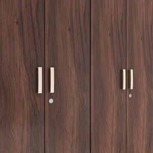 Kenzou 4-Door Engineered Wood Wardrobe – Large Almirah with Hanging Rod & Shelves