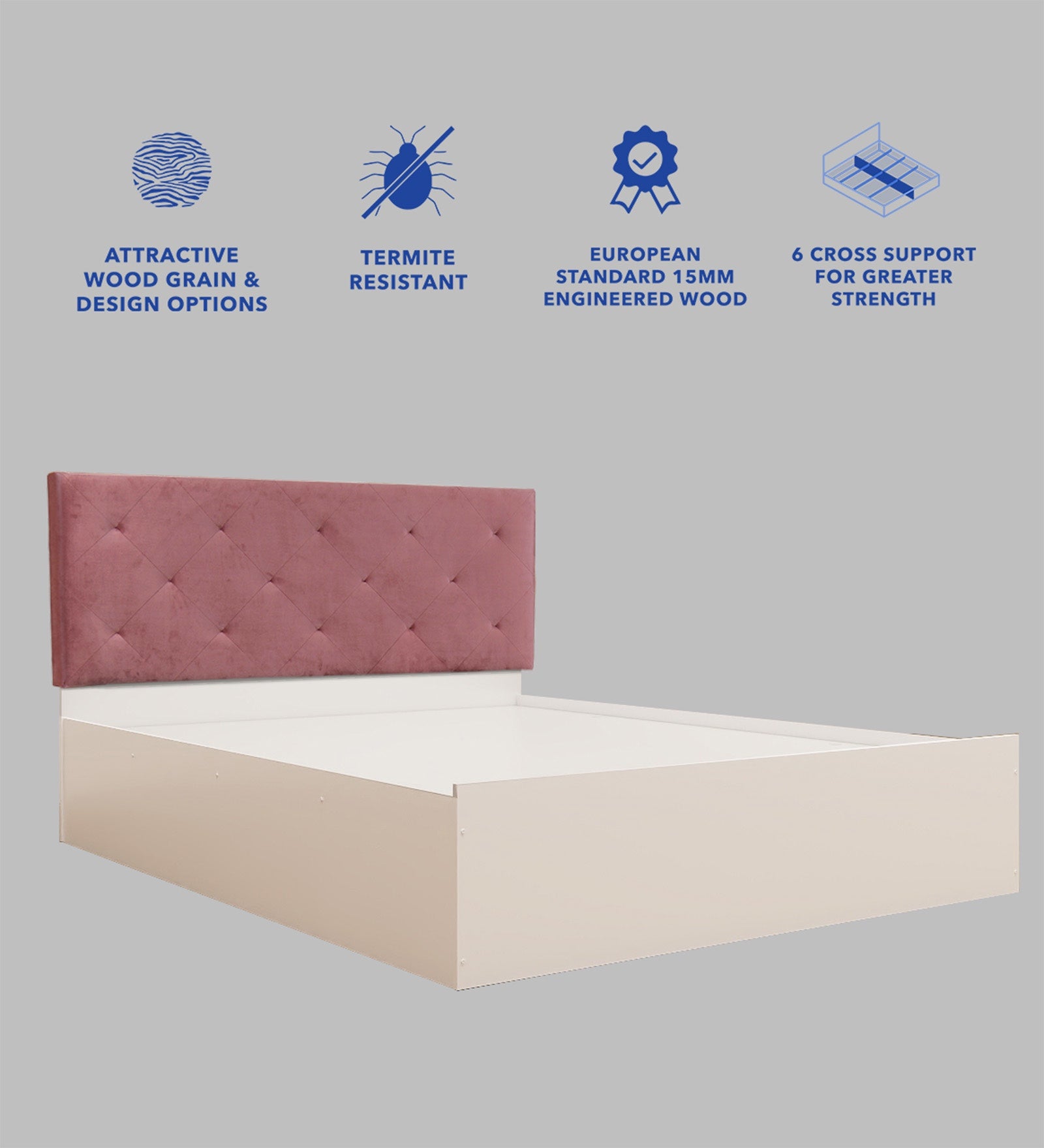 Nirodhah Queen Bed – Leatherette Upholstered with Box Storage
