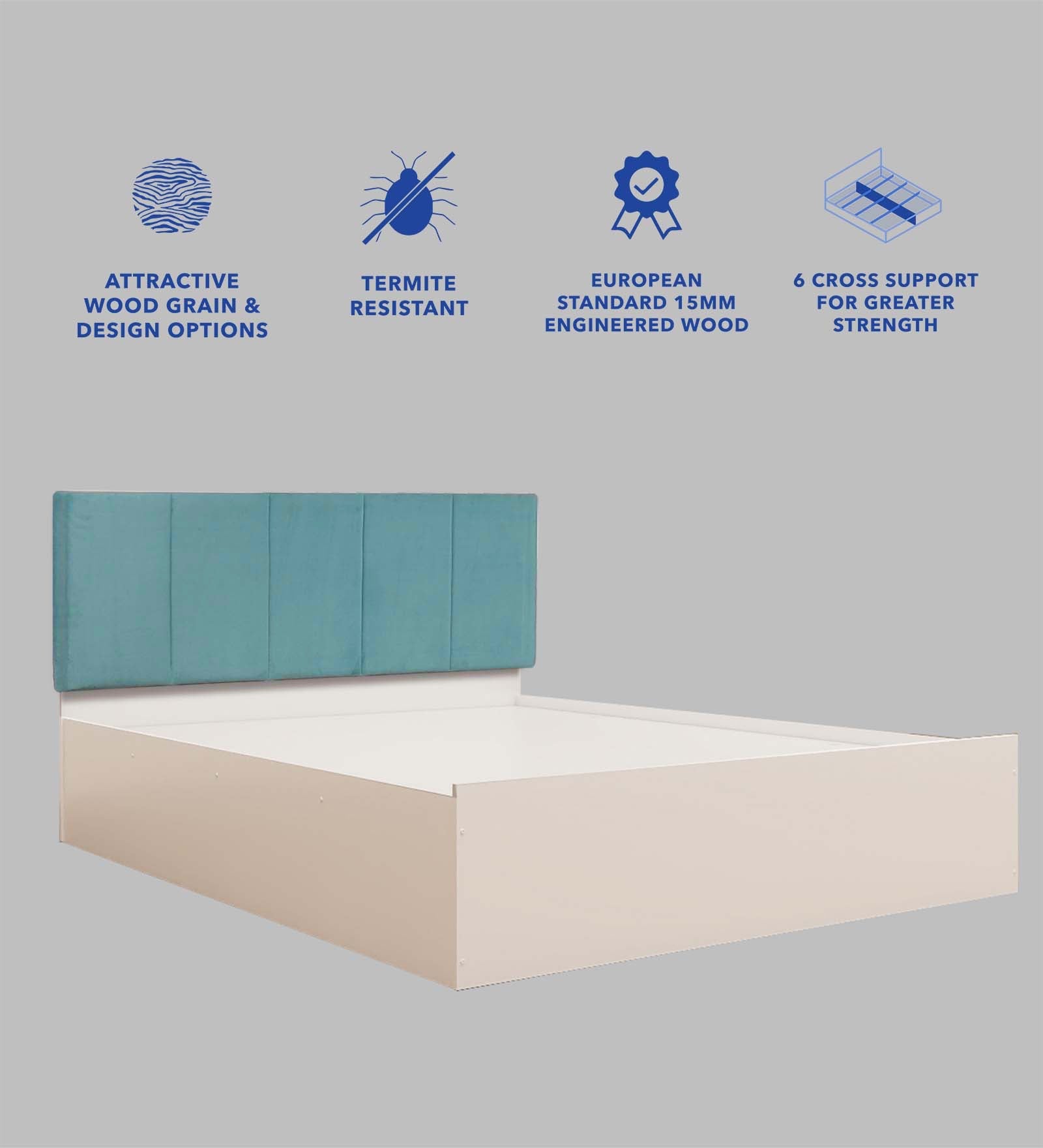 سرير يانترا كوين - مُنجّد بالجلد الصناعي مع صندوق تخزين