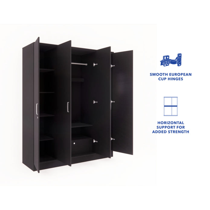 Julian 4-Door Engineered Wood Wardrobe with Mirror