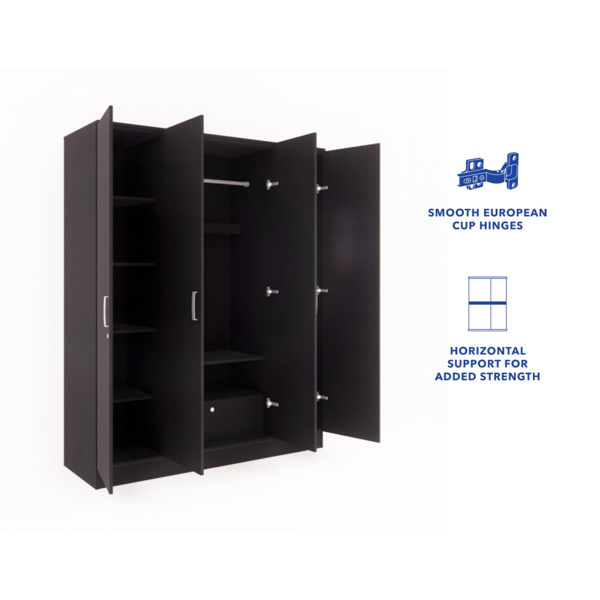 Julian 4-Door Engineered Wood Wardrobe with Mirror