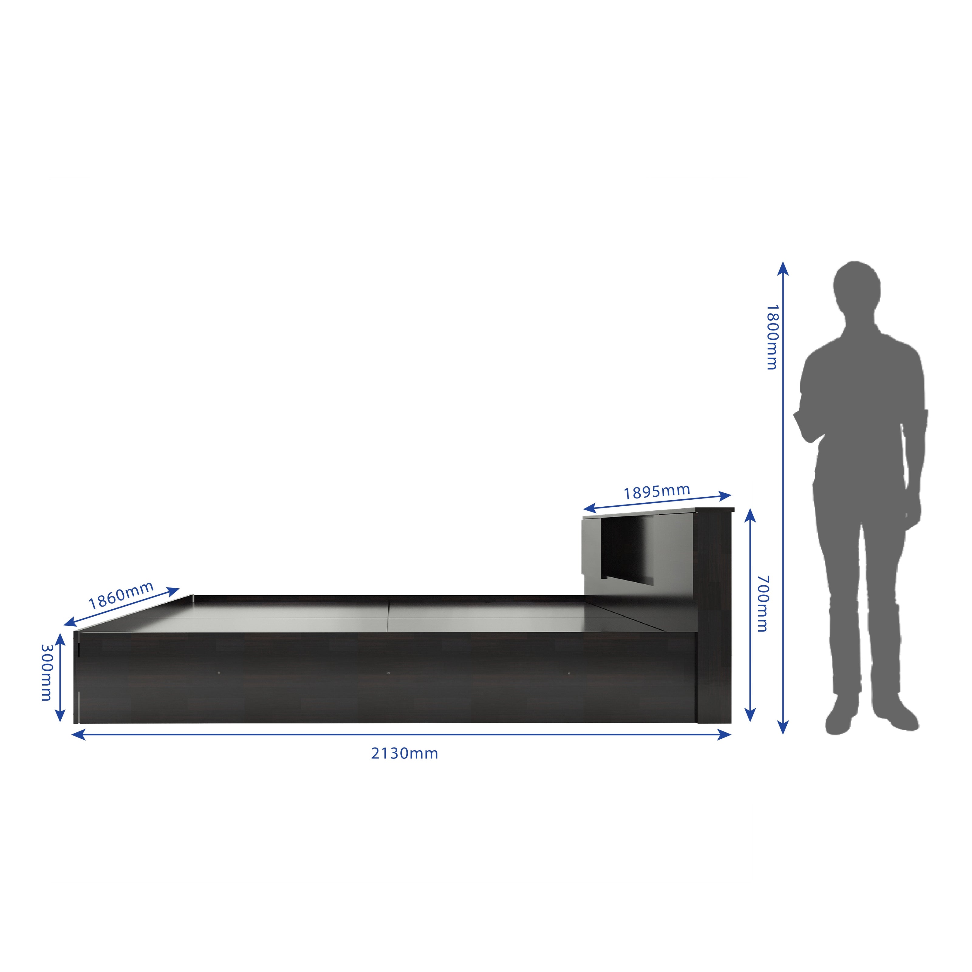 Vida Bed – Headboard & Box Storage with Non-Woven Base